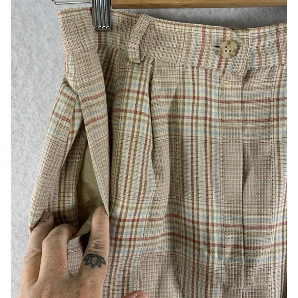 VTG Lands End Womens Plaid Skirt Sz S/M Academia Preppy Countryside Cotton Linen - Picture 2 of 12